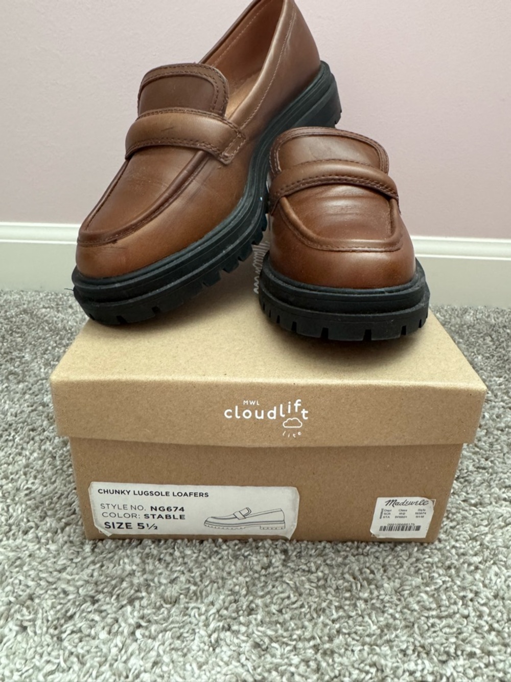 Madewell Chestnut Brown Chunky Lugsole Penny Loafers